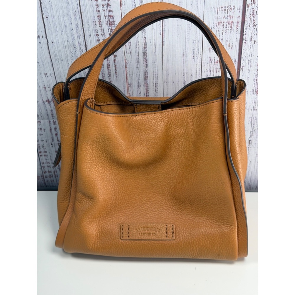 American Leather Co. Triple Entry Leather Satchel-brown missing strap